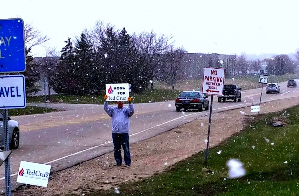 Ted Cruz Wisconsin Snowing Sign Wave